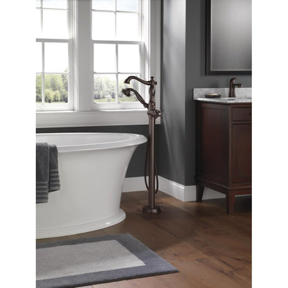 Cassidy Floor Mounted Tub Filler with Integrated Diverter and Hand Shower - Less Rough In