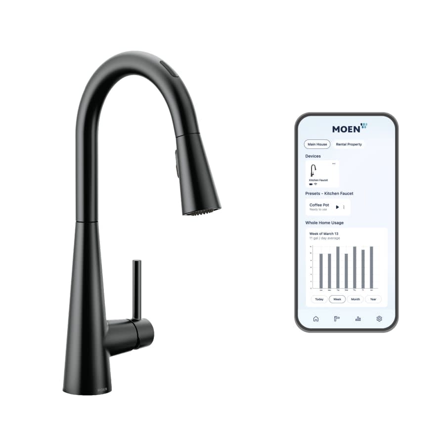 Sleek 1.5 GPM Single Hole Pull Down Kitchen Faucet with Voice Activation