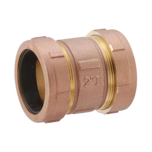 Short Compression Coupling, 1/2 x 3/4 in, IPS x Slip Joint, Brass