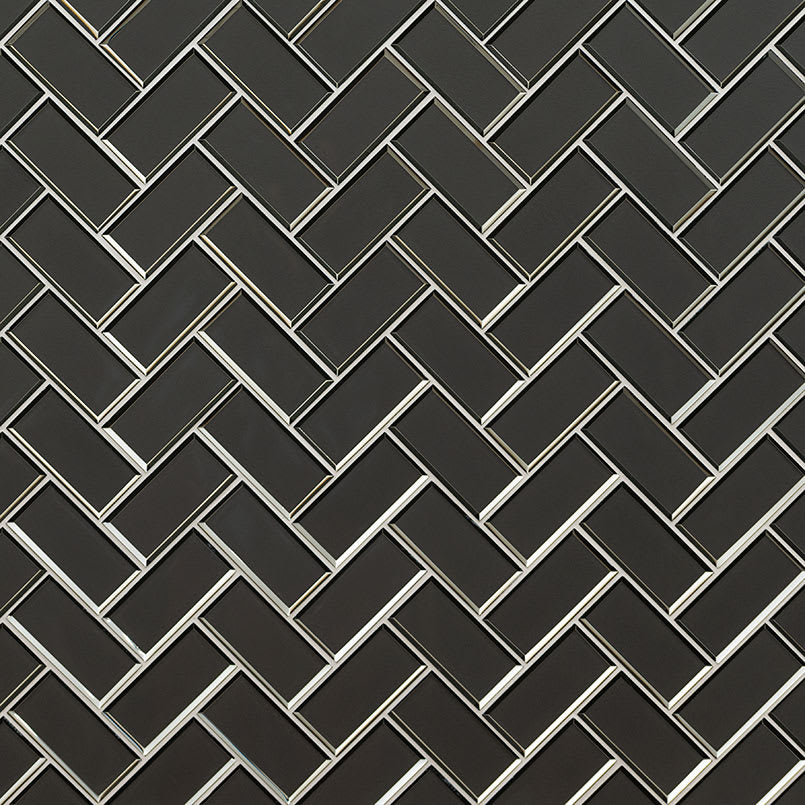 Metallic Gray Bevel Herringbone 8mm