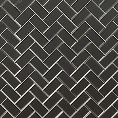 Metallic Gray Bevel Herringbone 8mm