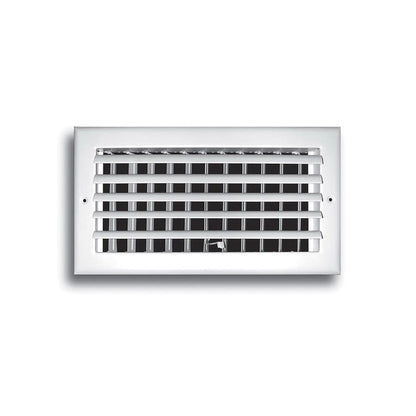 1-Way Curved Blade Supply Register, 14 x 6 in, Horizontal Blades, Multi Shutter Damper, Steel, White