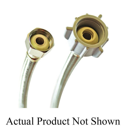 Flexible Water Supply, 1/2 x 7/8 in, FNPT x Ballcock, 12 in L, Stainless Steel