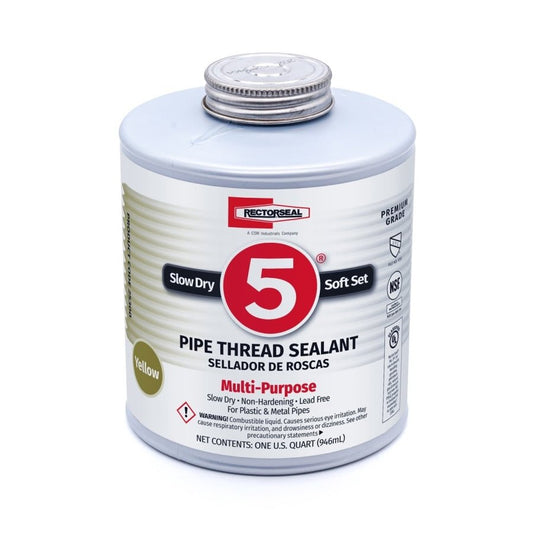 No. 5® Premium Multi-Purpose Pipe Thread Sealant, 1 qt Can, Paste, Yellow