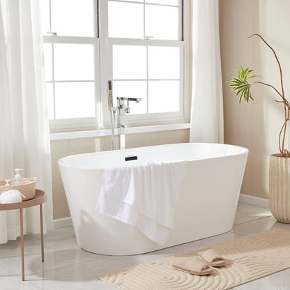 Bordeaux 54 in. Acrylic Flatbottom Freestanding Bathtub in White/Matte Black
