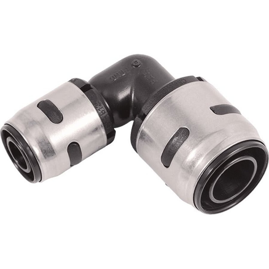 90 deg Elbow, 3/4 x 1/2 in, Push, Plastic