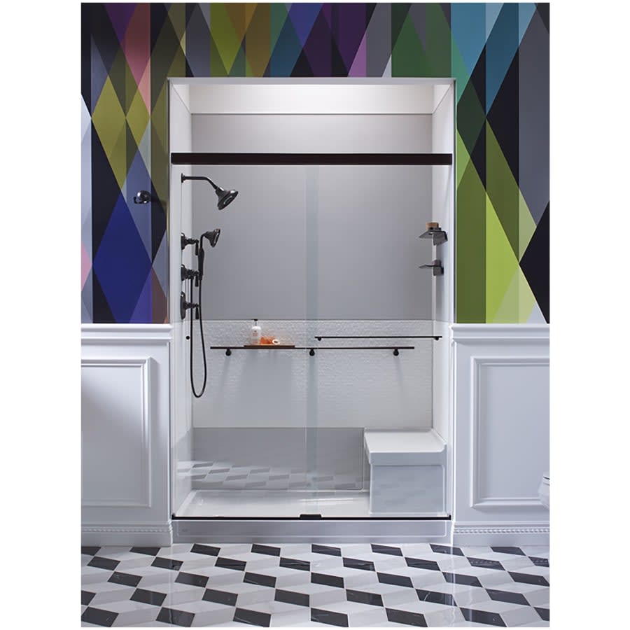 Revel 76â High x 59-5/8" Wide Sliding Shower Door with Crystal Clear Glass, Towel Bar and CleanCoat Technology