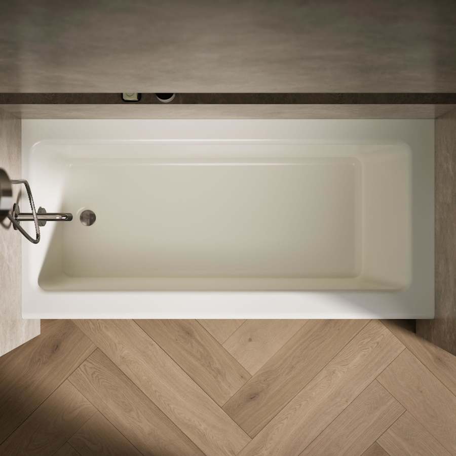 Bellwether Bath Tub 66" L x 32" W Cast Iron Soaking for Three Wall Alcove Installations with Integral Apron and Left Drain