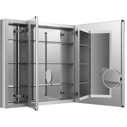 40" x 30" Triple Door Reversible Hinge Frameless Mirrored Medicine Cabinet from the Verdera Collection