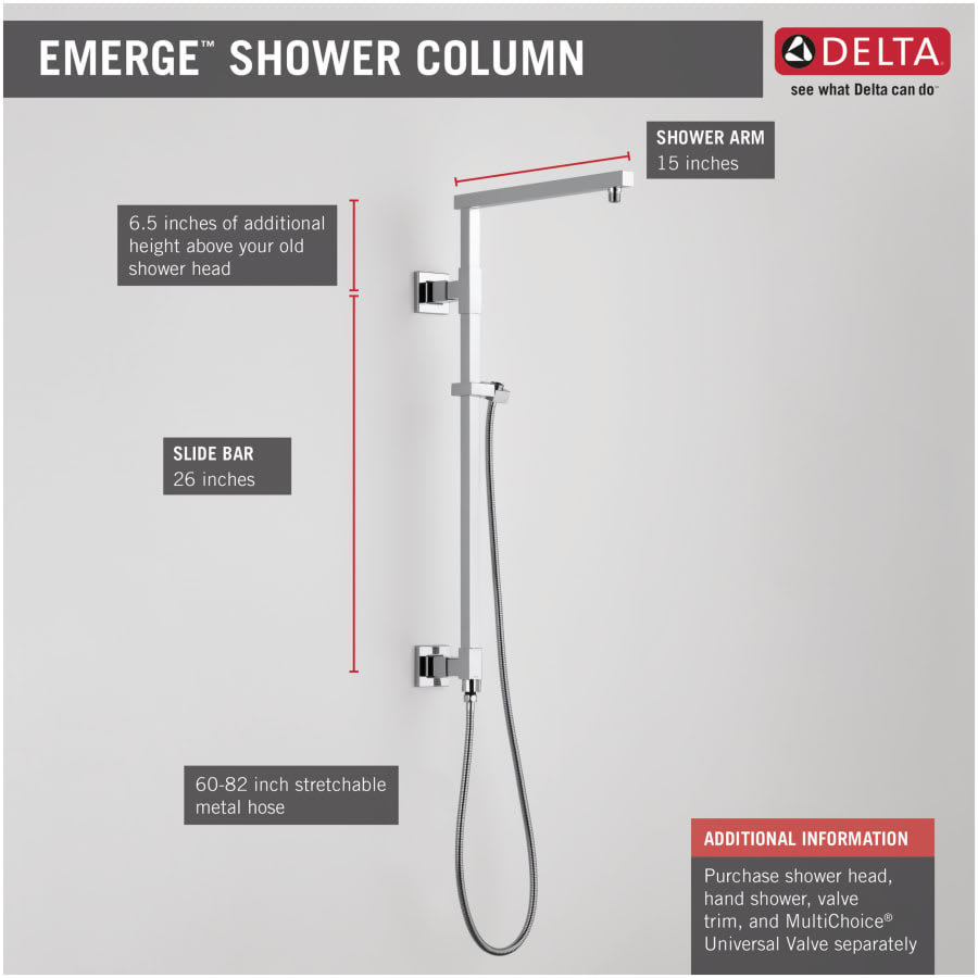 Emerge 26" Angular Shower Column with Hose and Integrated Diverter - Less Shower Head and Hand Shower