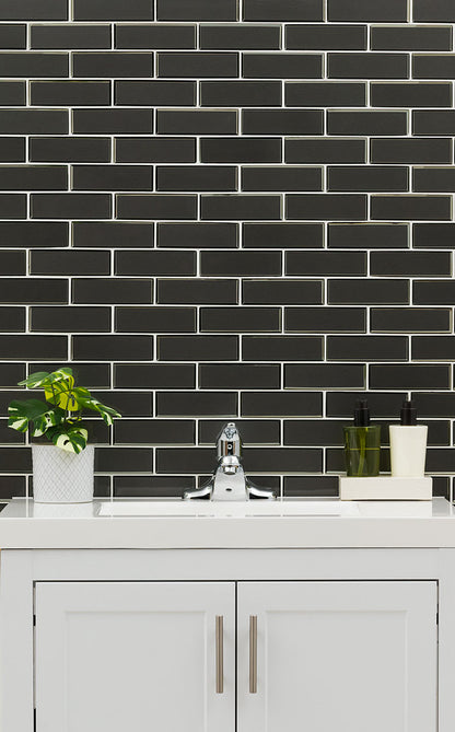 Metallic Gray Bevel Subway Tile