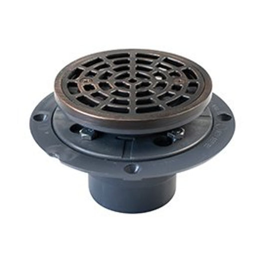 Shower Pan Drain, 2 in, Hub, 4-7/16 in, Grid, PVC Drain, Oil Rubbed Bronze