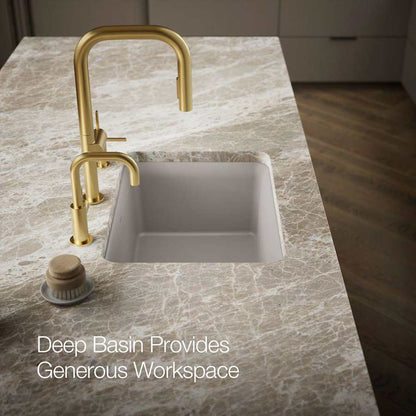 Cairn 24-1/2" Undermount Single Bowl Neoroc Granite Composite Kitchen Sink with Bottom Sink Rack