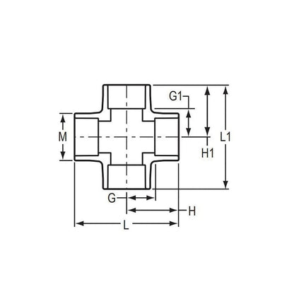 Cross, 1-1/4 in, Socket, SCH 40/STD, PVC