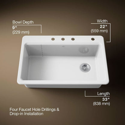 Riverby 33" Single Basin Top-Mount Enameled Cast-Iron Kitchen Sink