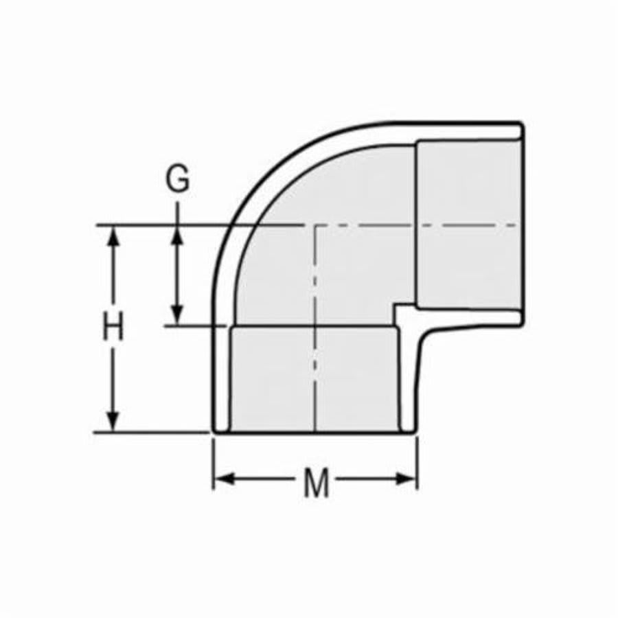 90 deg Elbow, 3/4 in, Socket, SCH 40/STD, PVC