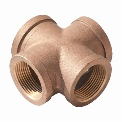 Cross, 1/2 in, FNPT, Lead Free Brass, Rough Brass, Domestic