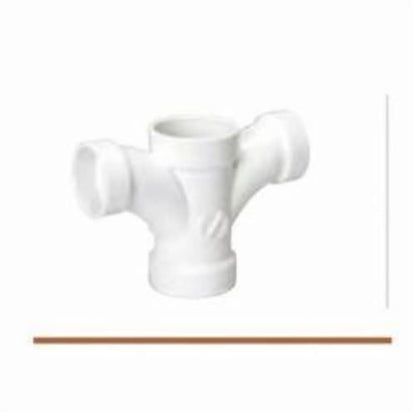 Double Fixture Tee, 2 x 1-1/2 x 1-1/2 in, Hub, DWV, PVC