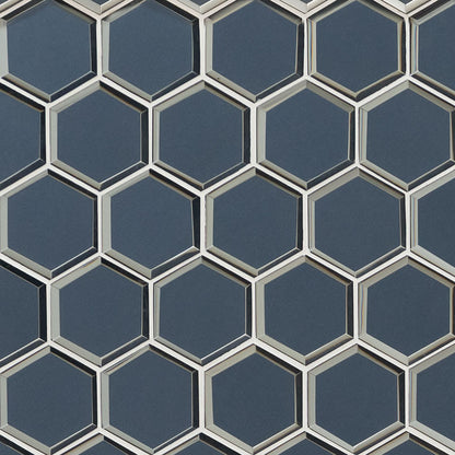 Vague Blue 3" Hexagon Mosaic Tile