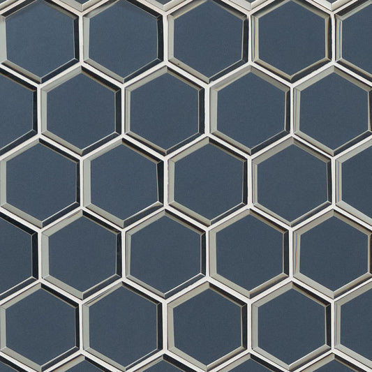 Vague Blue 3" Hexagon Mosaic Tile