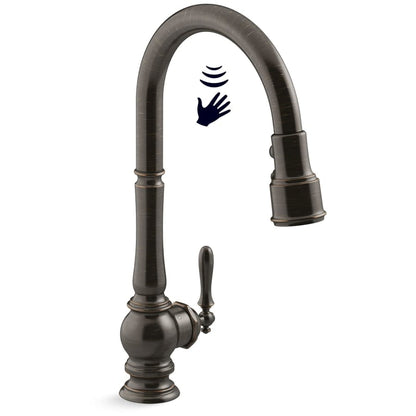 Artifacts Touchless 1.5 GPM Single Hole Pull Down Kitchen Faucet with Three-Function Spray Head