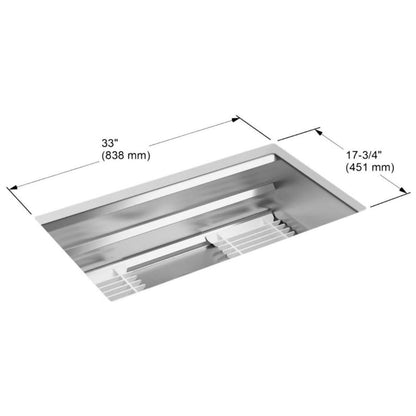 Prolific 33" Workstation Single Basin Undermount Kitchen Sink with Silent Shield Technology and Accessories Included