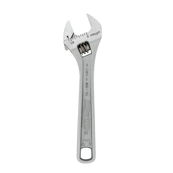 4 in, Adjustable Wrench, Chrome