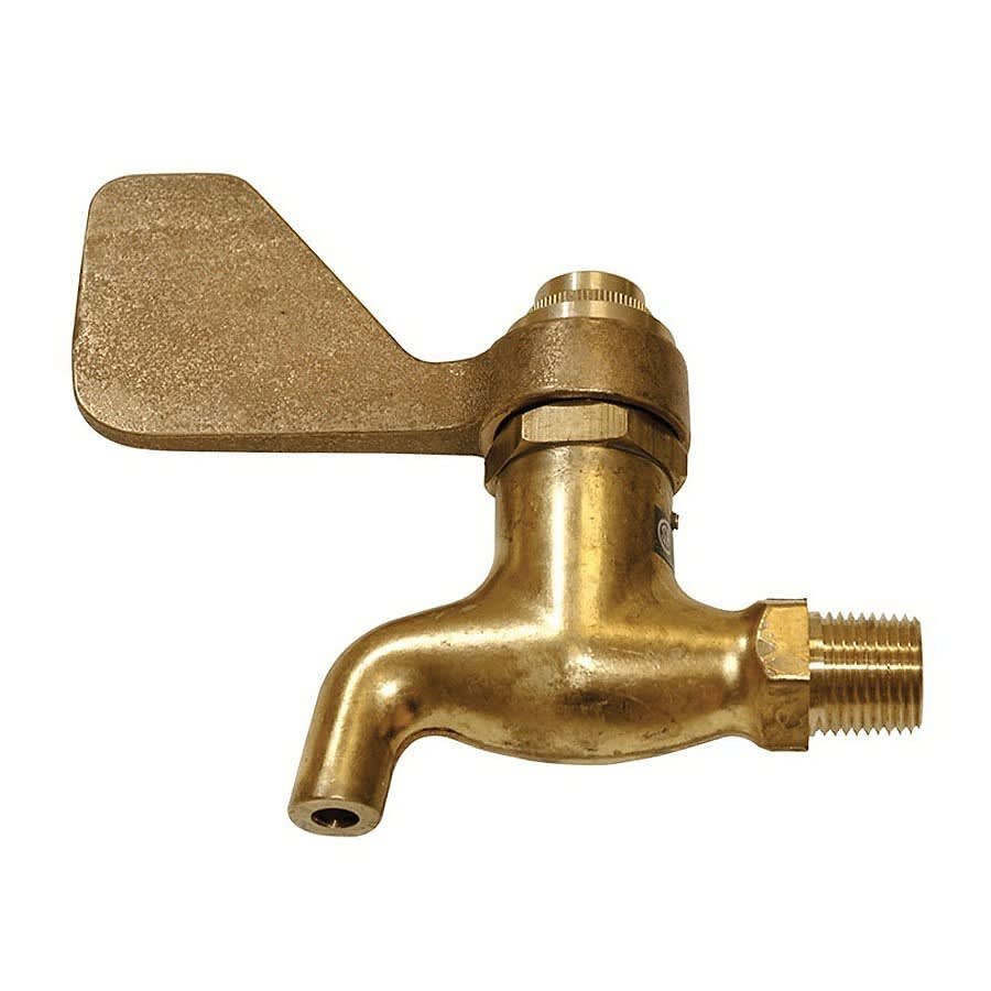 Self-Closing Plain End Hose Bibb Faucet With Extended Lever Handle, 1/2 in, NPT, Solid Brass