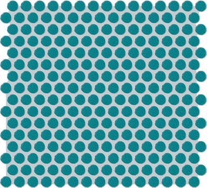 Unglazed Mosaics Peacock Blue Penny Rounds 1X1 Matte