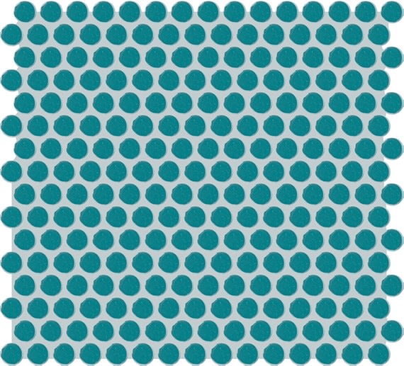 Unglazed Mosaics Peacock Blue Penny Rounds 1X1 Matte