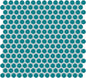 Unglazed Mosaics Peacock Blue Penny Rounds 1X1 Matte