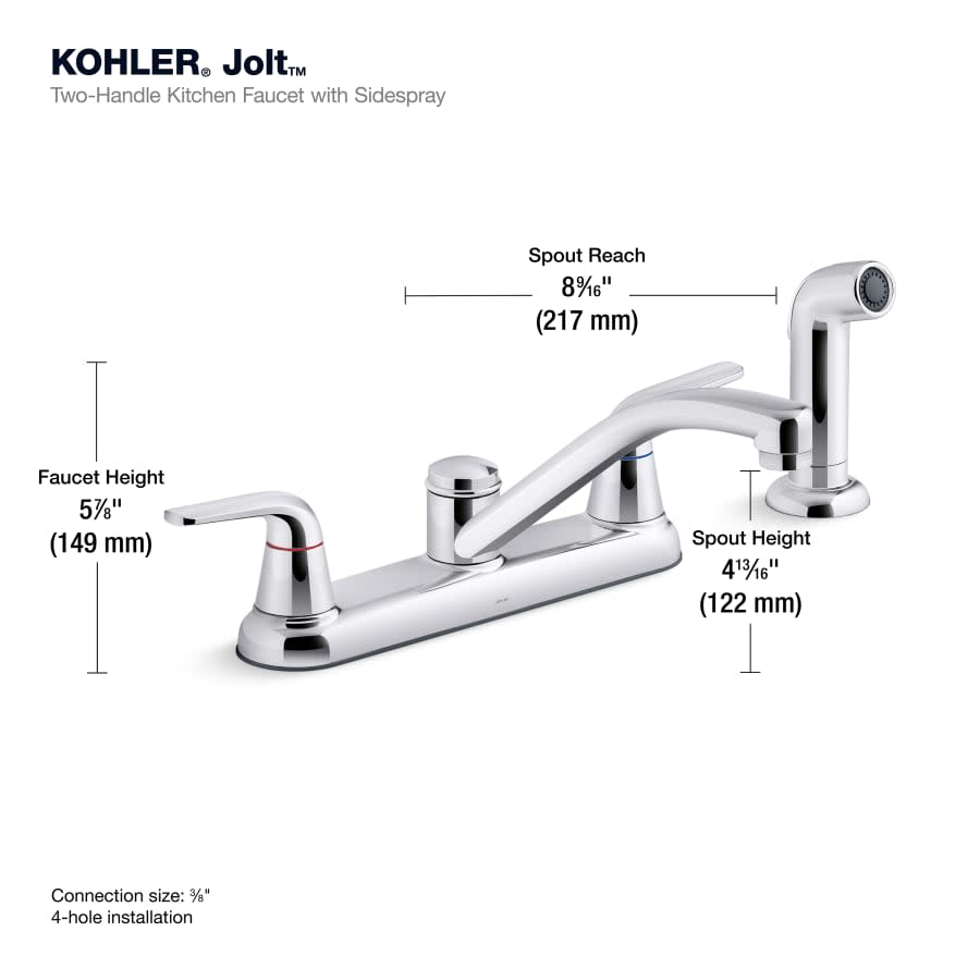 Jolt 1.5 GPM Widespread Kitchen Faucet - Includes Side Spray Escutcheon