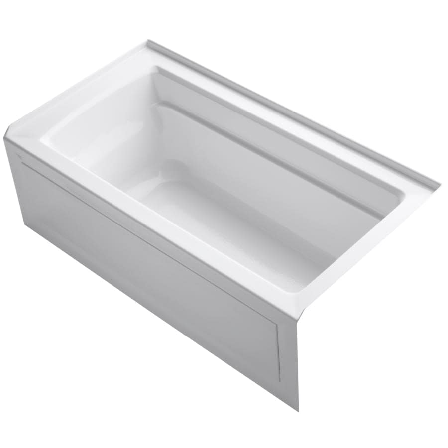 Archer Collection 60" Three Wall Alcove Soaker Bath Tub with Armrests, Lumbar Support and Right Drain