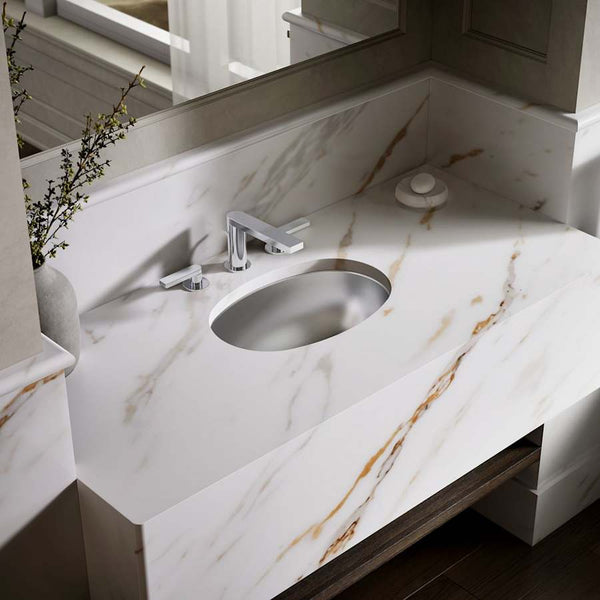 Bolero 15" Stainless Steel Drop In or Undermount Bathroom Sink