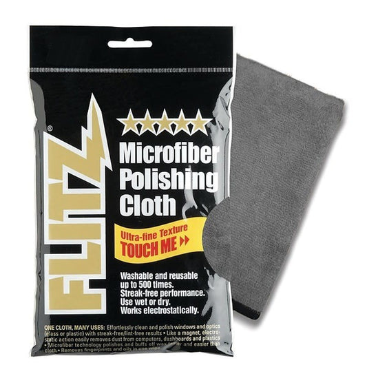 Premium Polishing Cloth, 16 in L x 16 in W, Microfiber, Gray