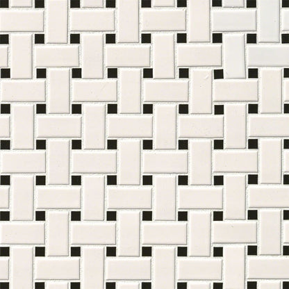 White And Black Matte Basket Weave Mosaic