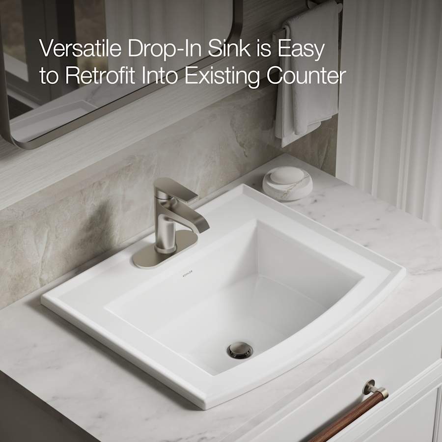 Archer 22-5/8" Drop In Bathroom Sink with 3 Holes Drilled and Overflow