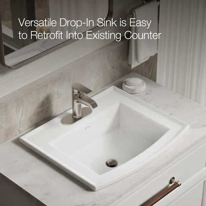 Archer 22-5/8" Drop In Bathroom Sink with 3 Holes Drilled and Overflow