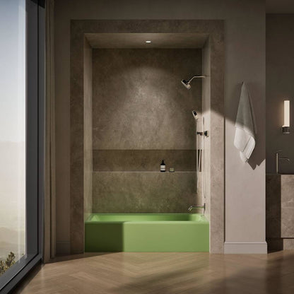 Bellwether Bath Tub 60" L x 30 1/4" W Cast Iron Soaking for Three Wall Alcove Installations with Integral Apron and Right Drain