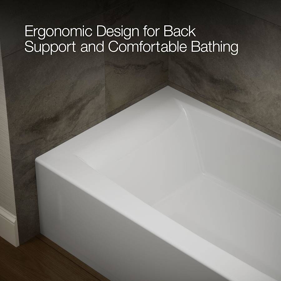 Entity 60" x 30" Three Wall Alcove Acrylic Soaking Tub with Right Drain