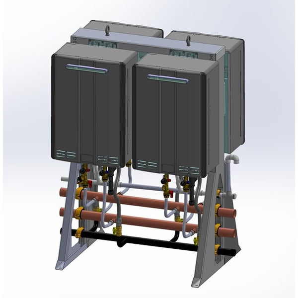 Back-to-Back Tankless Rack, Freestanding, 4 Units, Indoor, 796 Kbtu/hr, Natural Gas