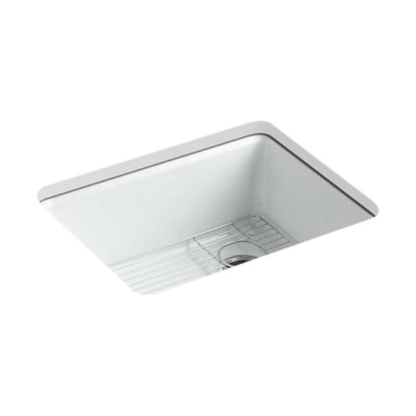 Riverby® Single Bowl Kitchen Sink, Under Mount, 25 x 22 in, 9-5/8 in Bowl Depth, 5-Hole, Cast Iron, White