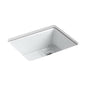 Riverby® Single Bowl Kitchen Sink, Under Mount, 25 x 22 in, 9-5/8 in Bowl Depth, 5-Hole, Cast Iron, White