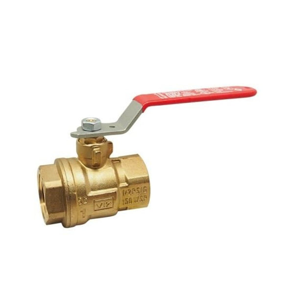 2-Piece Ball Valve, 1 in, FNPT, Full Port, Plated Brass Ball, Brass
