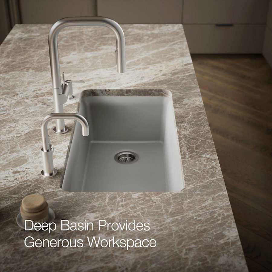 Cairn 33-1/2" Undermount Single Bowl Neoroc Granite Composite Kitchen Sink with Bottom Sink Rack