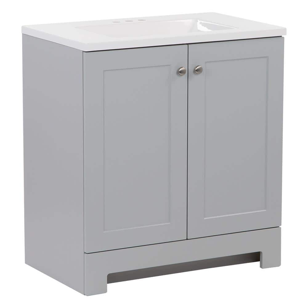 30 in. W x 19 in. D x 33 in. H Single Sink Freestanding Bath Vanity in Pearl Gray with White Cultured Marble Top