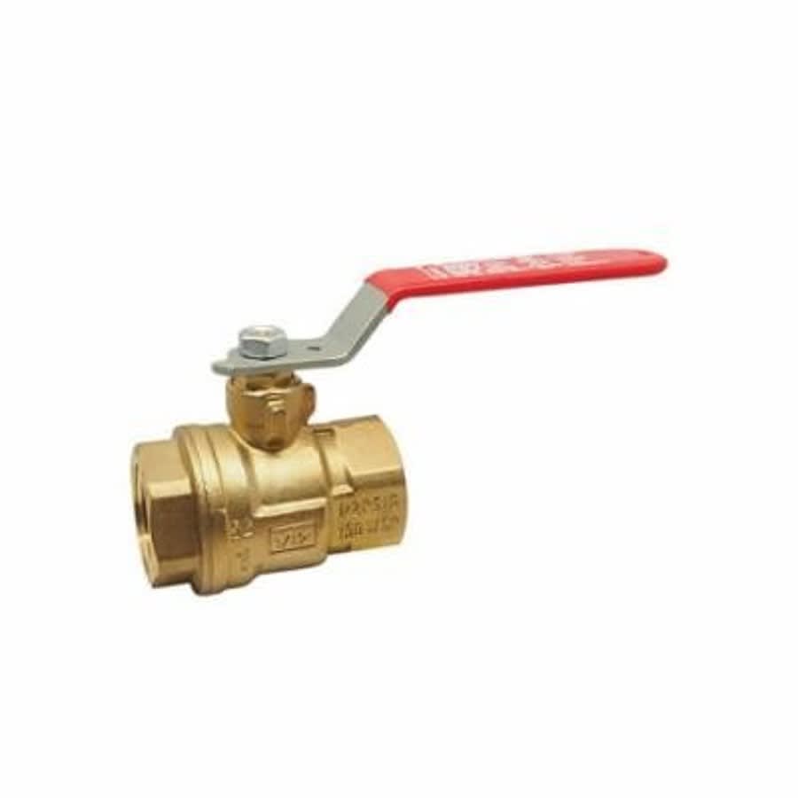 2-Piece Ball Valve, 4 in, FNPT, Full Port, Plated Brass Ball, Brass