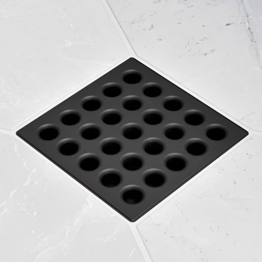 Pro Drain Cover, 3.75 in L x 3.75 in W, Stainless Clad/ Polycarbonate, Matte Black