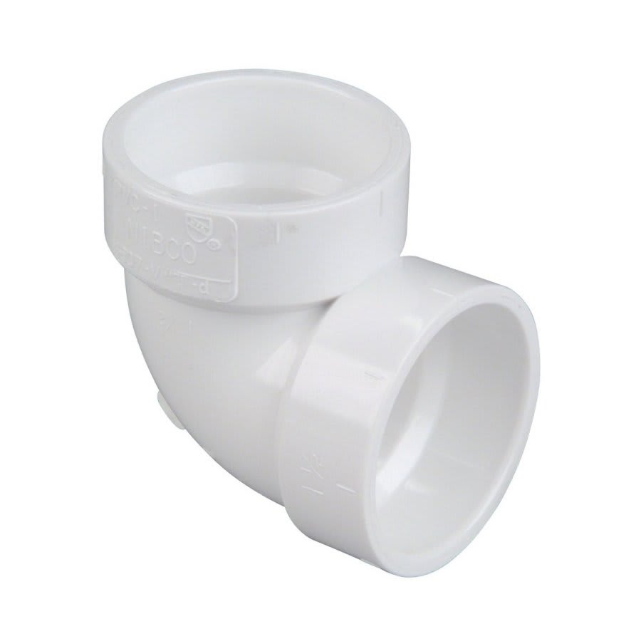 90 deg Vent Elbow, 2 in, Hub, DWV, PVC