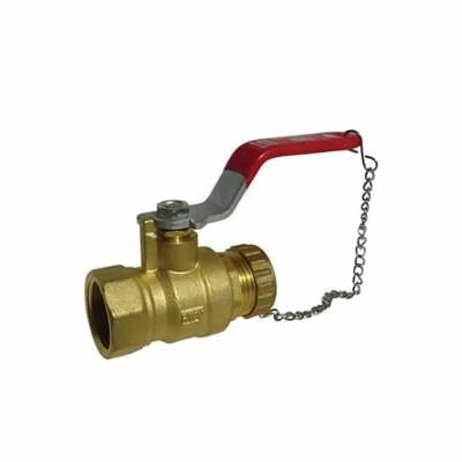 2-Piece Ball Valve, 3/4 in, FNPT x Male Hose Thread, Full Port, Plated Brass Ball, Brass